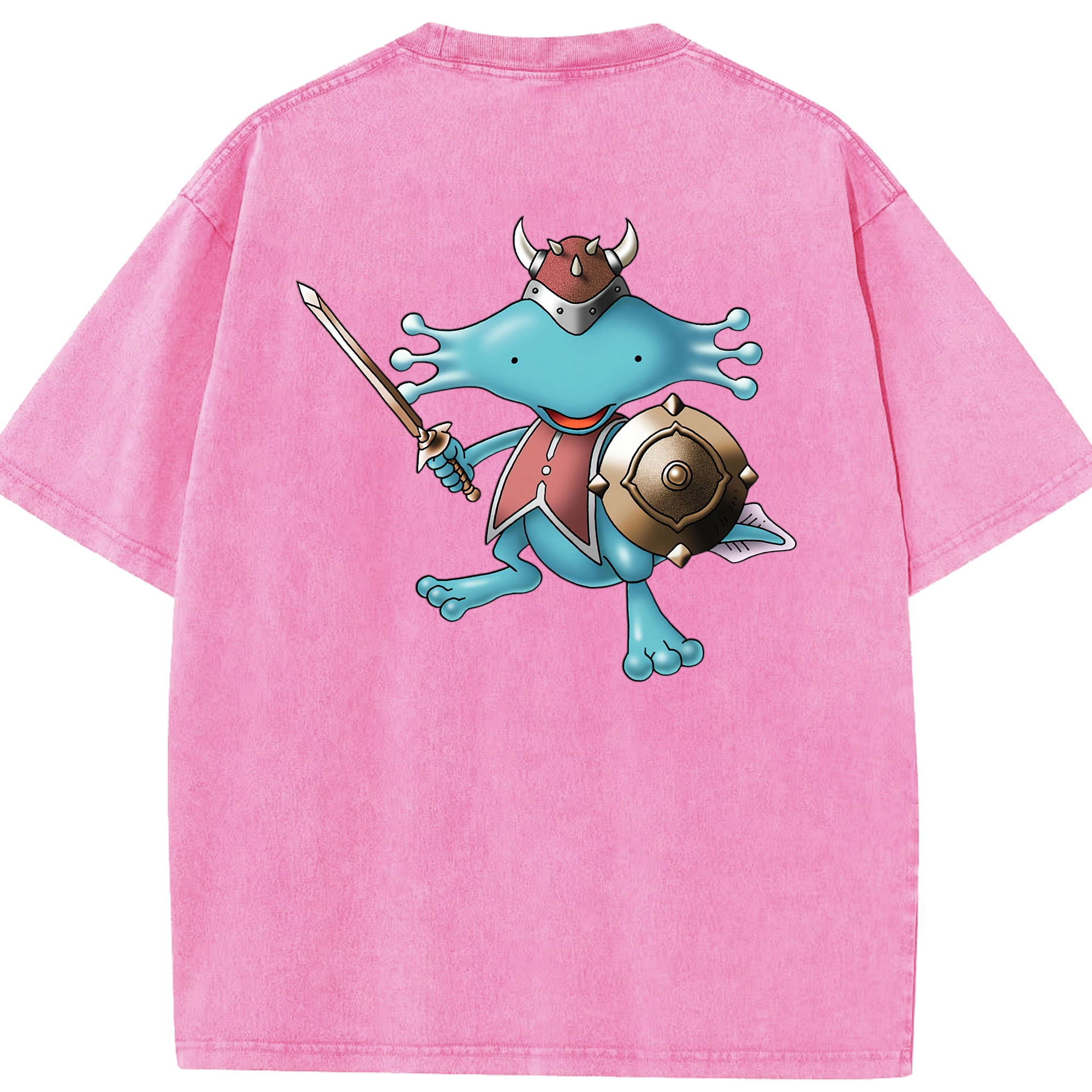 （画像用） ドラゴンクエスト Doragon Kuesuto Dragon Quest 綿100% ヴィンテージ風 半袖Tシャツ（背面プリント）